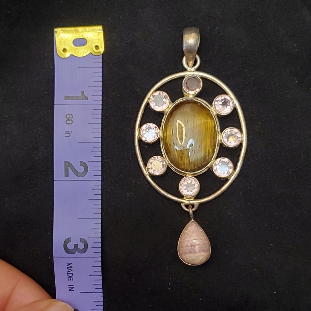 925 Silver Semi-precious Stones Handmade Pendant